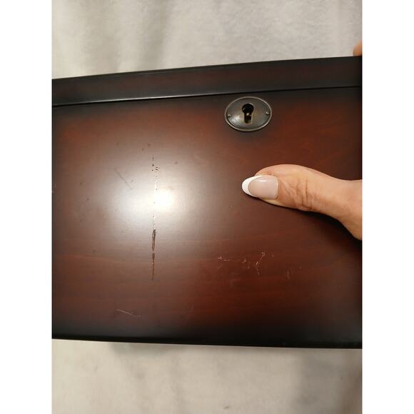 2005 Bombay Company Jewelry Chest 15x9 Compartment Drawers Cherry Wood Vintage - Picture 16 of 16